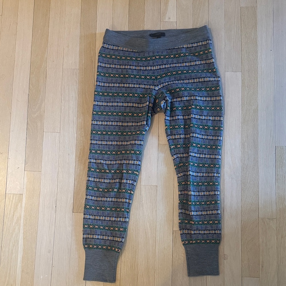 J. Crew Multicolor Knit Lounge Pants 100 % WOOL